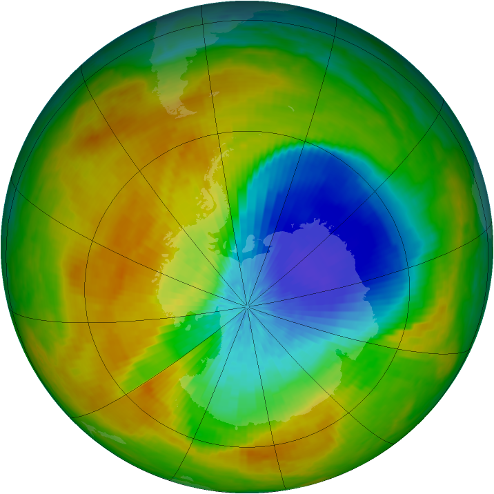 Antarctic ozone map for 05 October 2002